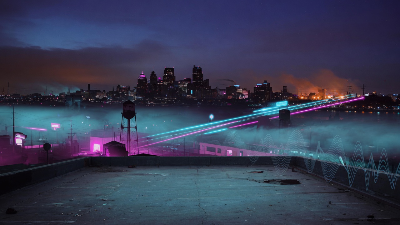 Detroit skyline at night — 313 LIVE